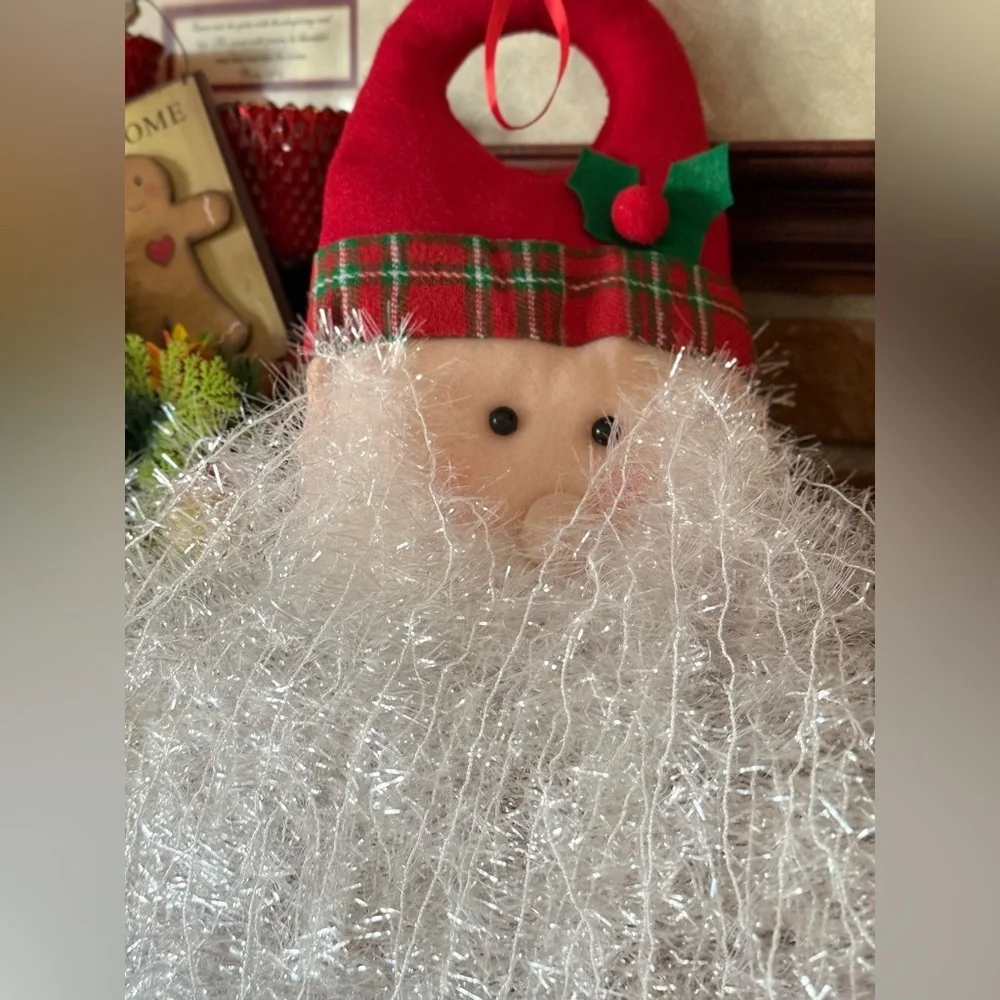 26” Festive Santa Hanging Decoration with Sparkling White Beard - Home Holiday